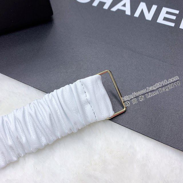 Chanel女士皮帶 香奈兒經典小羊皮鬆緊褲腰帶 香奈兒褶皺腰帶  jjp2150
